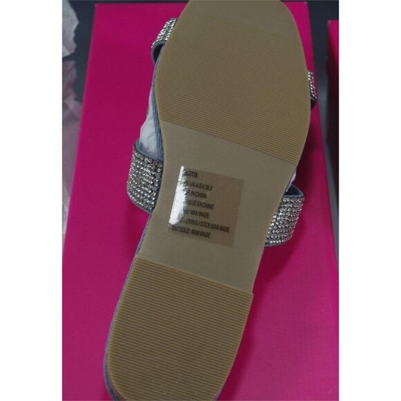 Shoe Dazzle Blue Denim Rhinestone Embellished Slide Mules size 6 - Picture 5 of 6